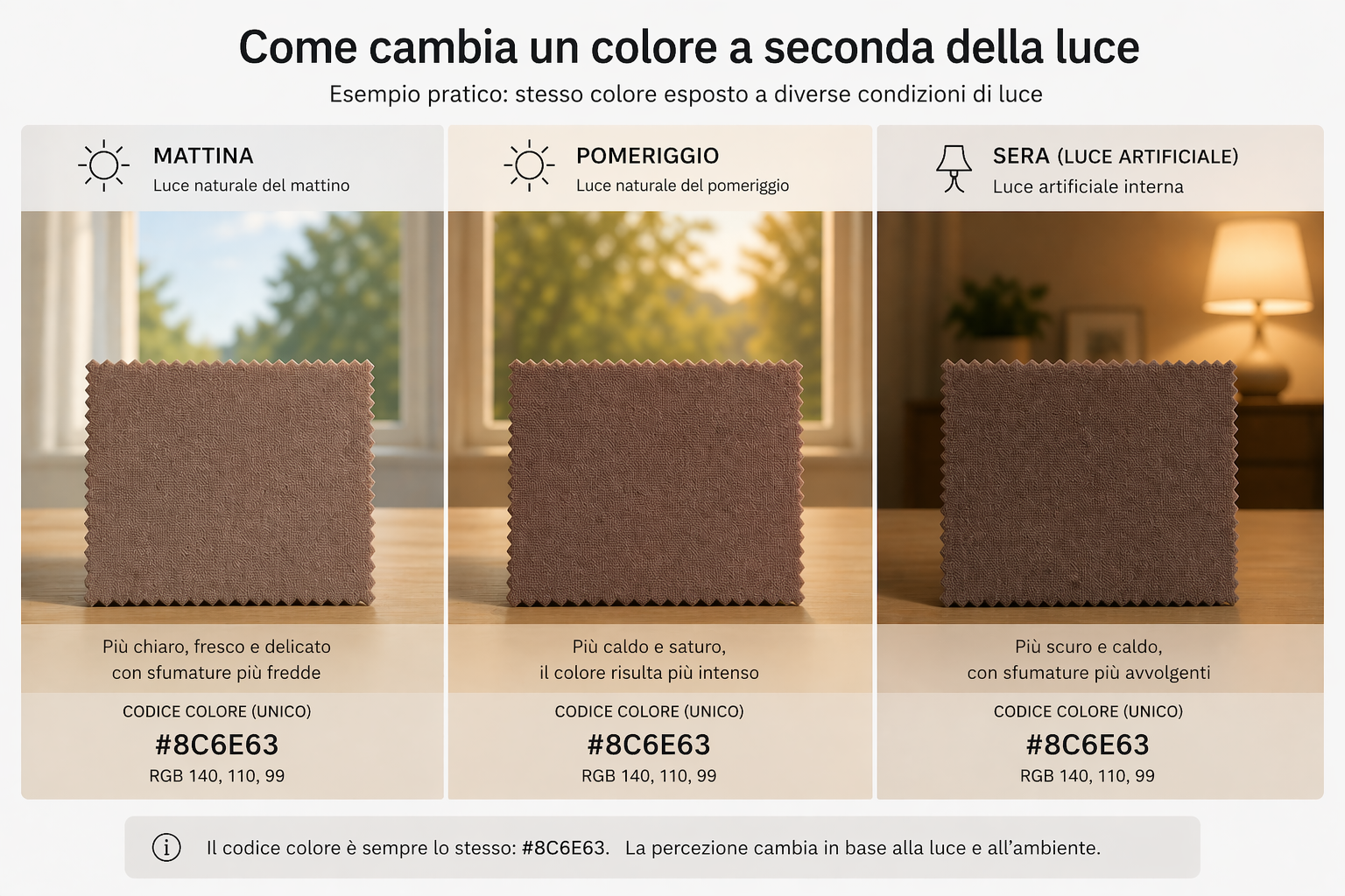 Come cambia un colore a seconda della luce